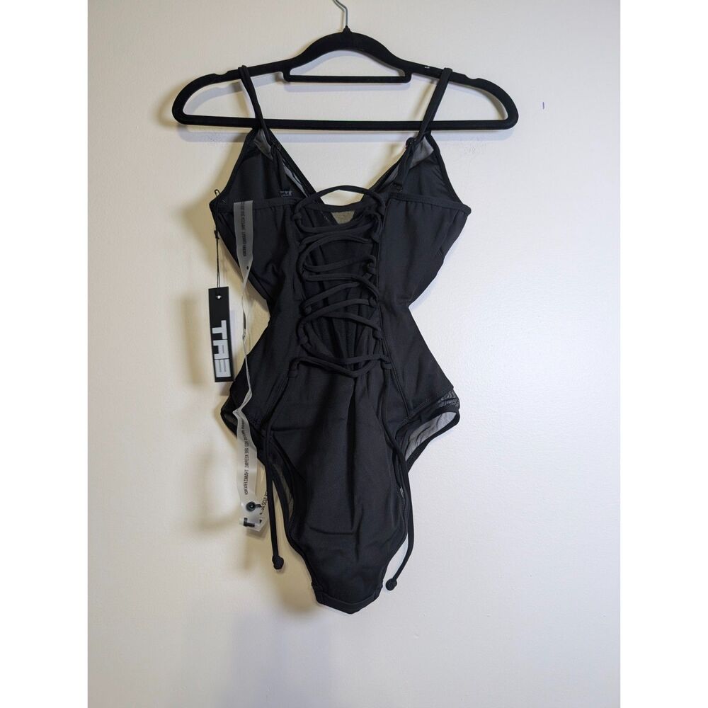 TA3 Mesh Sculpting One Piece Swimsuit XS Reg Long Tummy Control Black NWT - Picture 4 of 8